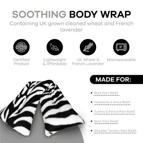 Soothing Body Wrap Wheat Bag with Lavender - Zebra Print